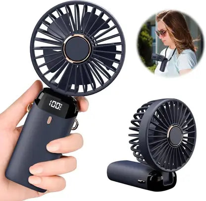 zxro Blue Mini Hand Fan,Portable Fan USB Rechargeable Fan ,Small Pocket Fan Mini Portable Hand Fan with 5 Speed & 1800 mah battery USB Fan USB Fan  (Blue)